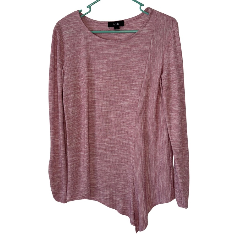 3/$20 AGB Women's Long Sleeve Pink Asymmetrical Shirt Size Medium
